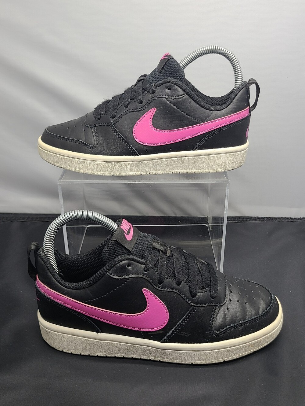 Nike Court Borough Low 2 GS 'Black Active Fuchsia Girl kids size 3.5Y